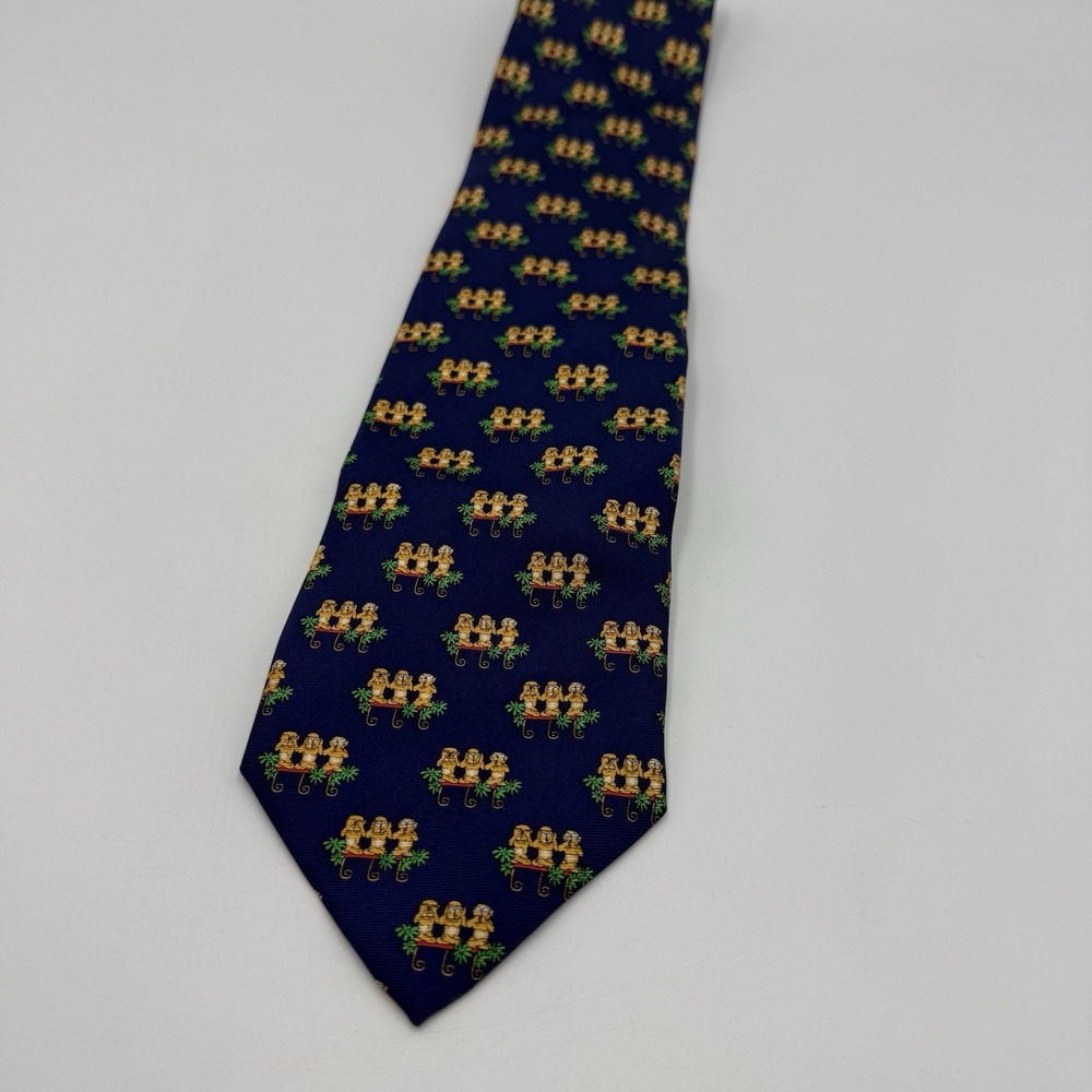 Vintage Robert Talbott Best in Class See No Evil 3 Monkeys Silk Tie USA